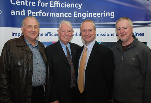 Pictured above [left to right] John Tomlinson, Chief Engineer with Romiley Board Mill, Brian Strapps the inventor and developer of Lofrix, Professor Andrew Ball, Pro Vice-Chancellor for Research and Enterprise, and Gordon Maclean, UK Sales and Service Manager with Scottish Power Renewables