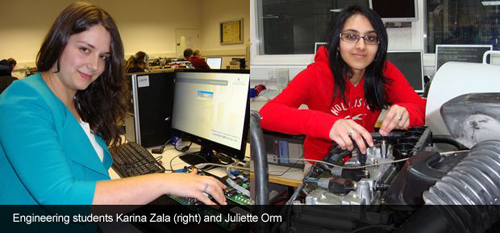 Engineering students Karina Zala (right) and Juliette Ormian