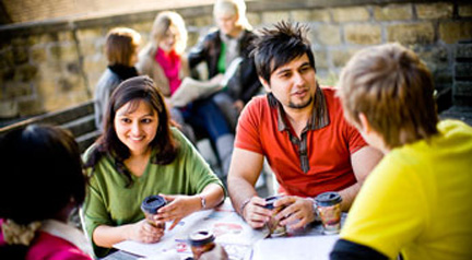 Students in Canalside East Cafe