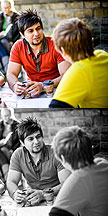 Students in Canalside East Cafe